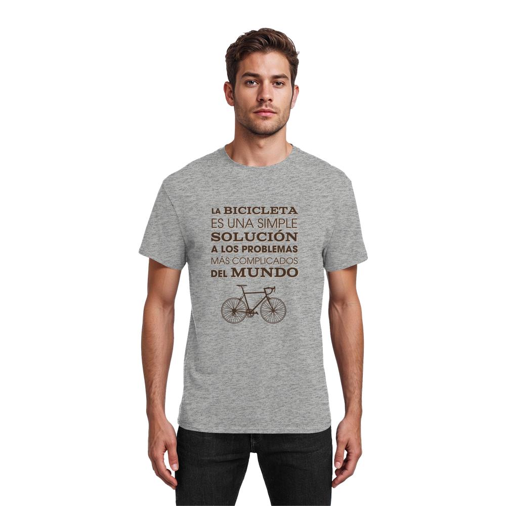 Männliches Model trägt graues Rennrad Shirt mit minimalistischer Fahrradgrafik