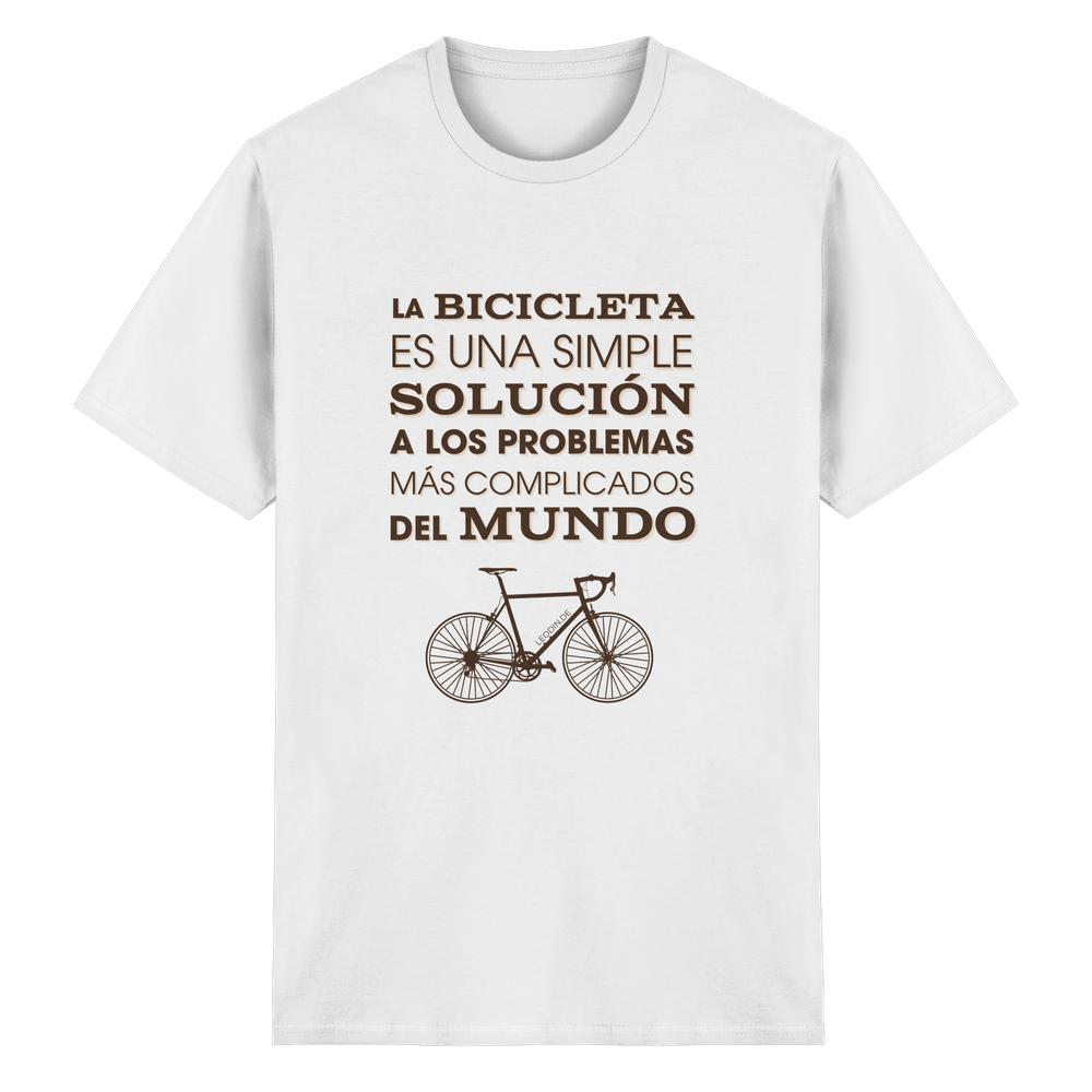 Weißes Fahrrad T-Shirt unisex mit spanischem Bike Spruch und Rennrad Motiv in Dark Chocolate