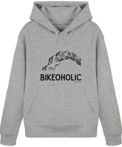 Grauer Cycling Hoodie unisex mit minimalistischem Bike Design und Fahrradkette