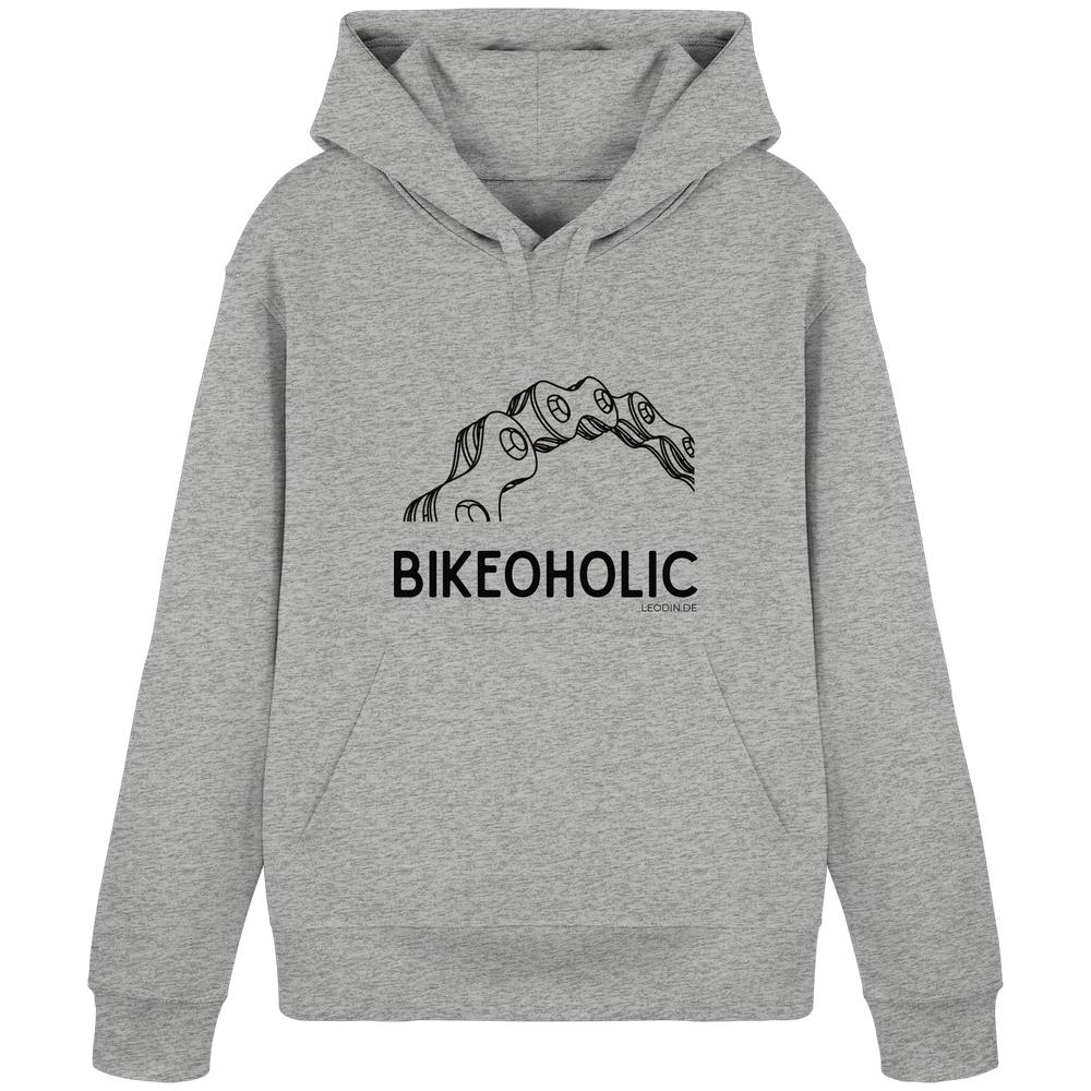 Grauer Cycling Hoodie unisex mit minimalistischem Bike Design und Fahrradkette