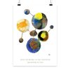 Handgemalter Fine Art Print mit abstrakten Aquarellformen in Blau, Gelb, Gold und Erdtönen sowie dem Schriftzug „Your intuition is the universe speaking to you“.