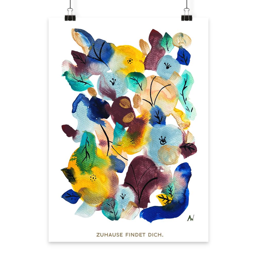 Floraler Aquarell Artprint „Zuhause findet dich.“ – DIN A4