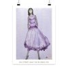 Handgemalte Aquarell-Modeillustration einer Frau in einem fließenden violetten Kleid mit dem Schriftzug „You attract what you're ready for.“ als Fine Art Print.