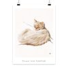 Digitale Katzenillustration „Follow your Purrpose“ von LEODIN als moderner Fine Art Print mit humorvoller Botschaft.
