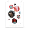 Handgemalter Fine Art Print mit abstrakten Aquarellformen in Rot, Türkis, Schwarz und Gold sowie dem Schriftzug „Universe is on my side“.