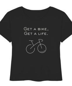 Schwarzes Rennrad T-Shirt Damen aus Bio-Baumwolle mit Fahrradmotiv und Statement Schriftzug