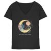 Schwarzes Katzen Shirt Damen mit hellem spirituellen Katzenprint