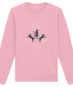pink Cat Lady Sweatshirt Damen mit minimalistischem Katzenmotiv und Schriftzug