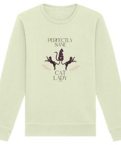 hellgrünes Sane Cat Lady Sweatshirt Damen mit lustigem Katzenmotiv und Schriftzug