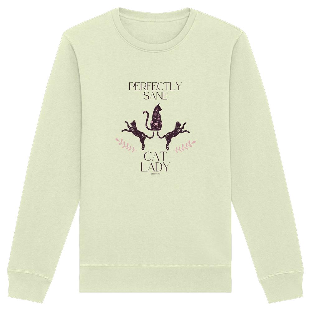 hellgrünes Sane Cat Lady Sweatshirt Damen mit lustigem Katzenmotiv und Schriftzug