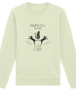 hellgrünes Cat Lady Sweatshirt Damen mit stylishem Katzenmotiv und Schriftzug