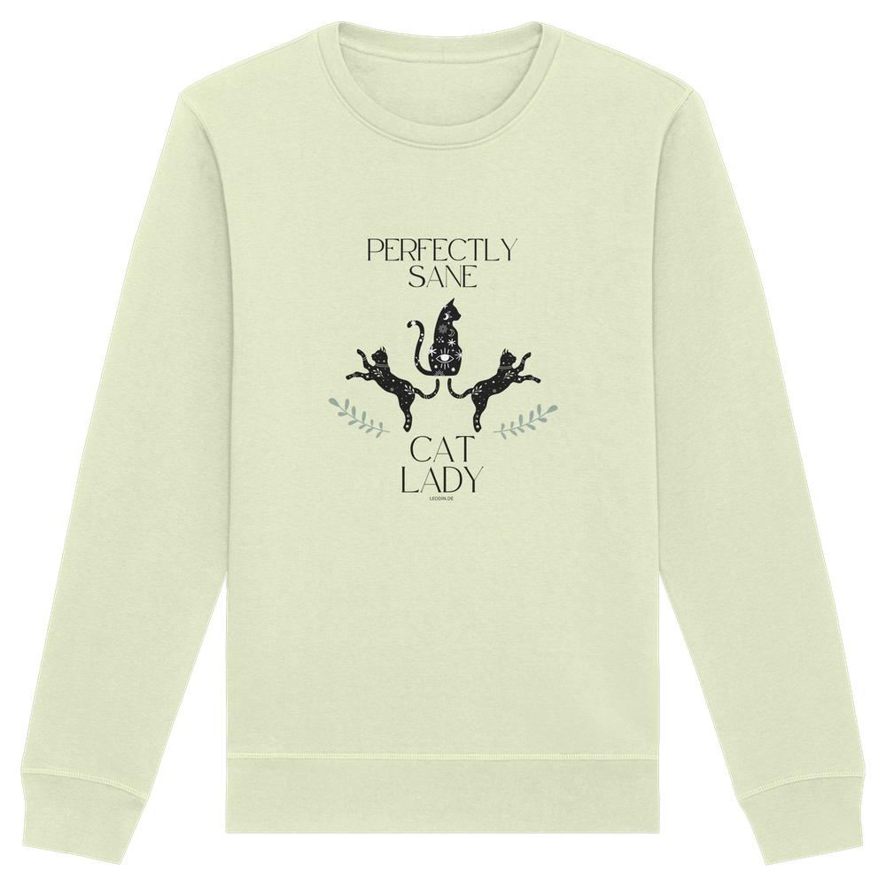 hellgrünes Cat Lady Sweatshirt Damen mit stylishem Katzenmotiv und Schriftzug