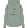 Aloegrüner Unisex Bio-Hoodie mit DOGAHOLIC-Schriftzug und minimalistischem Hundemotiv in Dunkel-Taupe