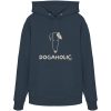 Unisex Bio-Hoodie in Anthrazit mit heller DOGAHOLIC-Aufschrift und minimalistischer Hundeillustration