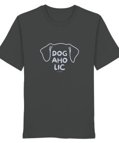 Anthrazitfarbenes T-Shirt mit minimalistischem Hundekopf-Print