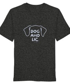 Meliertes graues T-Shirt mit Dogaholic-Hundemotiv