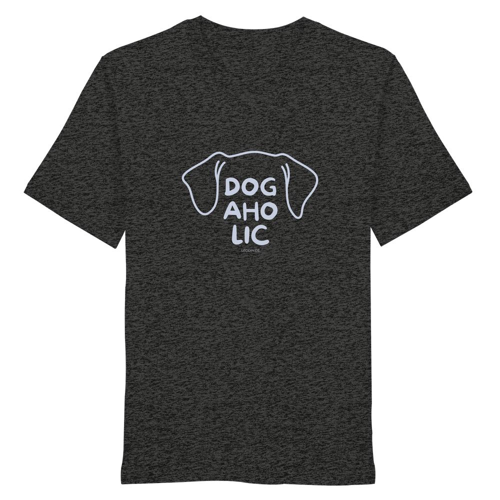 Meliertes graues T-Shirt mit Dogaholic-Hundemotiv