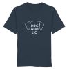 Dunkelgraues T-Shirt mit Line-Art-Hundekopf in India Ink Grey