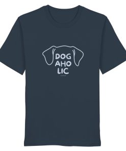 Dunkelgraues T-Shirt mit Line-Art-Hundekopf in India Ink Grey
