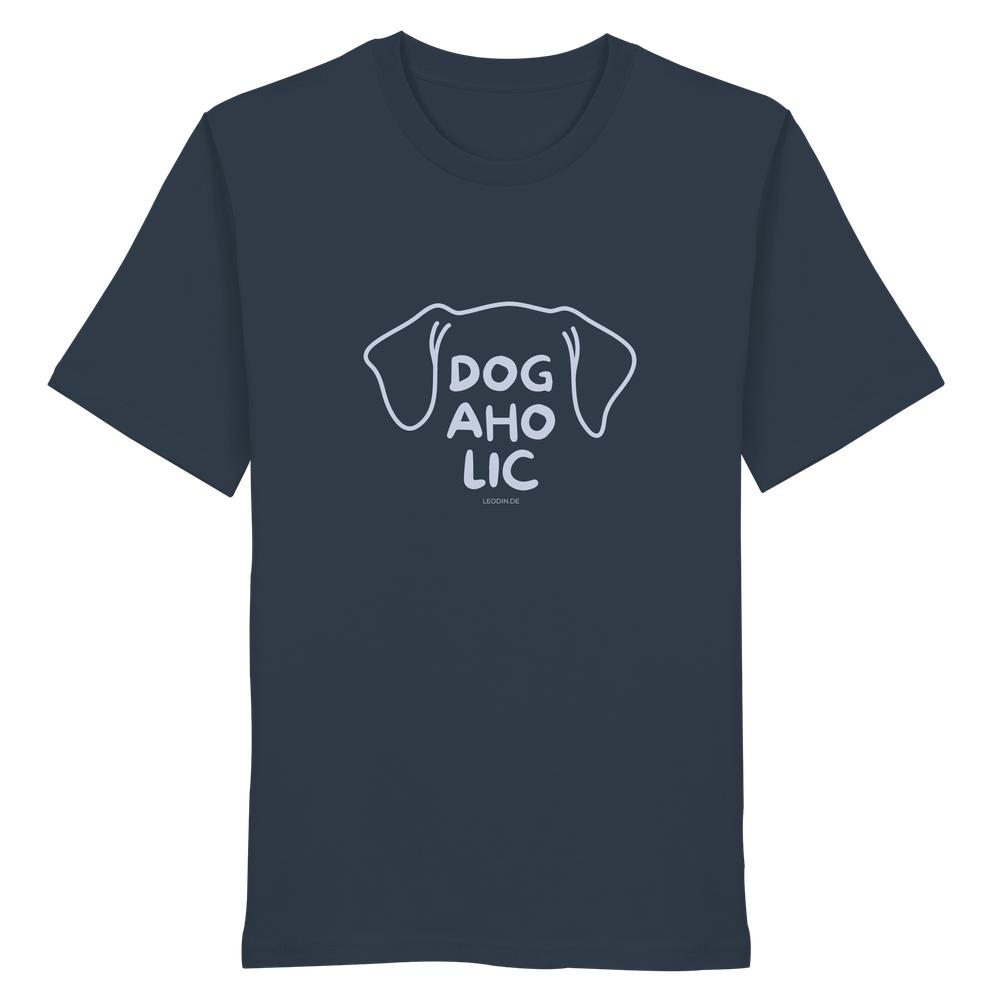 Dunkelgraues T-Shirt mit Line-Art-Hundekopf in India Ink Grey