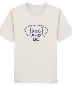 Cremefarbenes T-Shirt mit minimalistischem Hundekopf-Print
