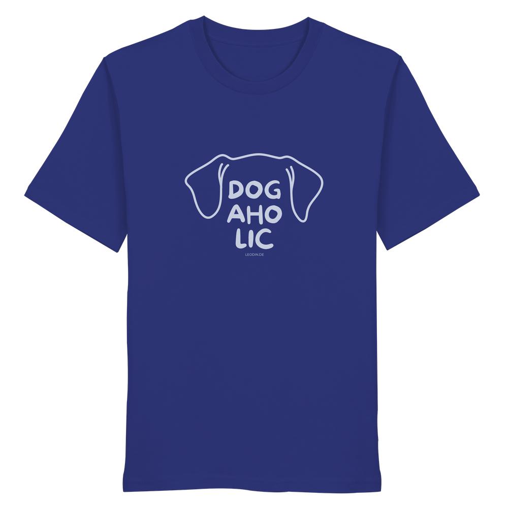 Dunkelblaues T-Shirt mit minimalistischem Hundekopf-Print —
