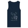 Dunkelblaues Katzen Tank Top Damen mit spirituellem Design und Katze