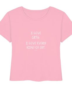 rosanes Katzenliebhaber Shirt mit Aufdruck „I love every kind of cat“ aus Bio-Baumwolle