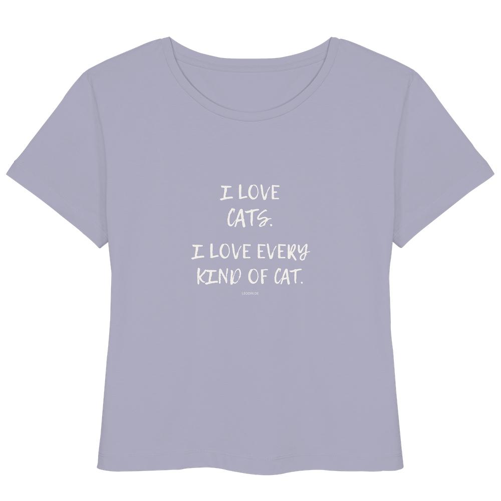 lilanes Katzenliebhaber Shirt mit Aufdruck „I love every kind of cat“ aus Bio-Baumwolle