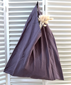 Lila Leinen Origami Tasche Pastel Plum mit Trockenblumen