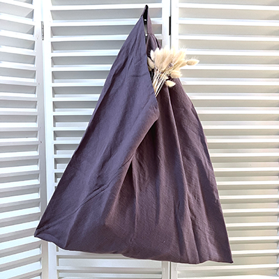 Lila Leinen Origami Tasche Pastel Plum mit Trockenblumen