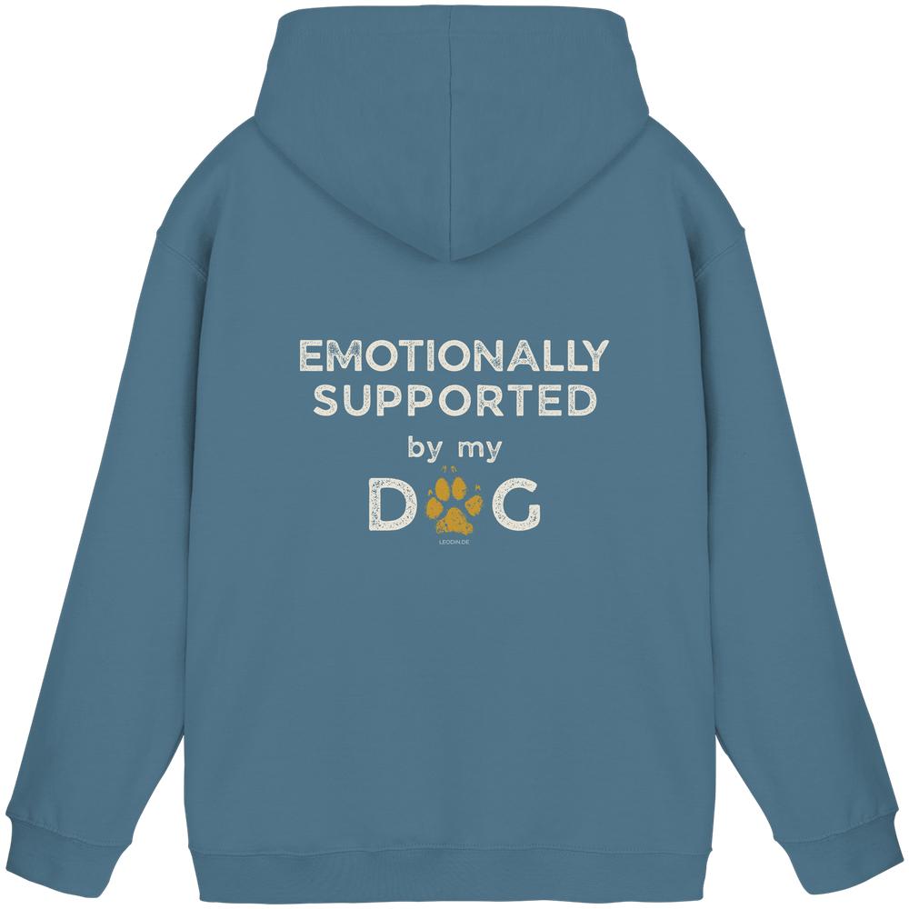 Airforce Blue Hunde Hoodie mit Emotionally Supported Rückenprint