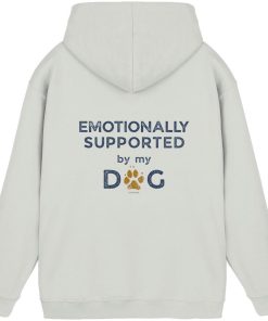 Ash Heather Hunde Hoodie mit Emotionally Supported by My Dog Print hinten