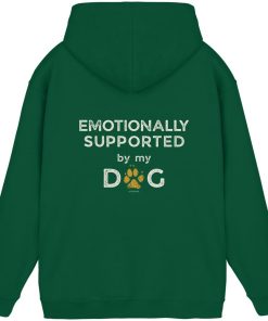 Bottle Green Hoodie mit Emotionally Supported by My Dog Rückenprint