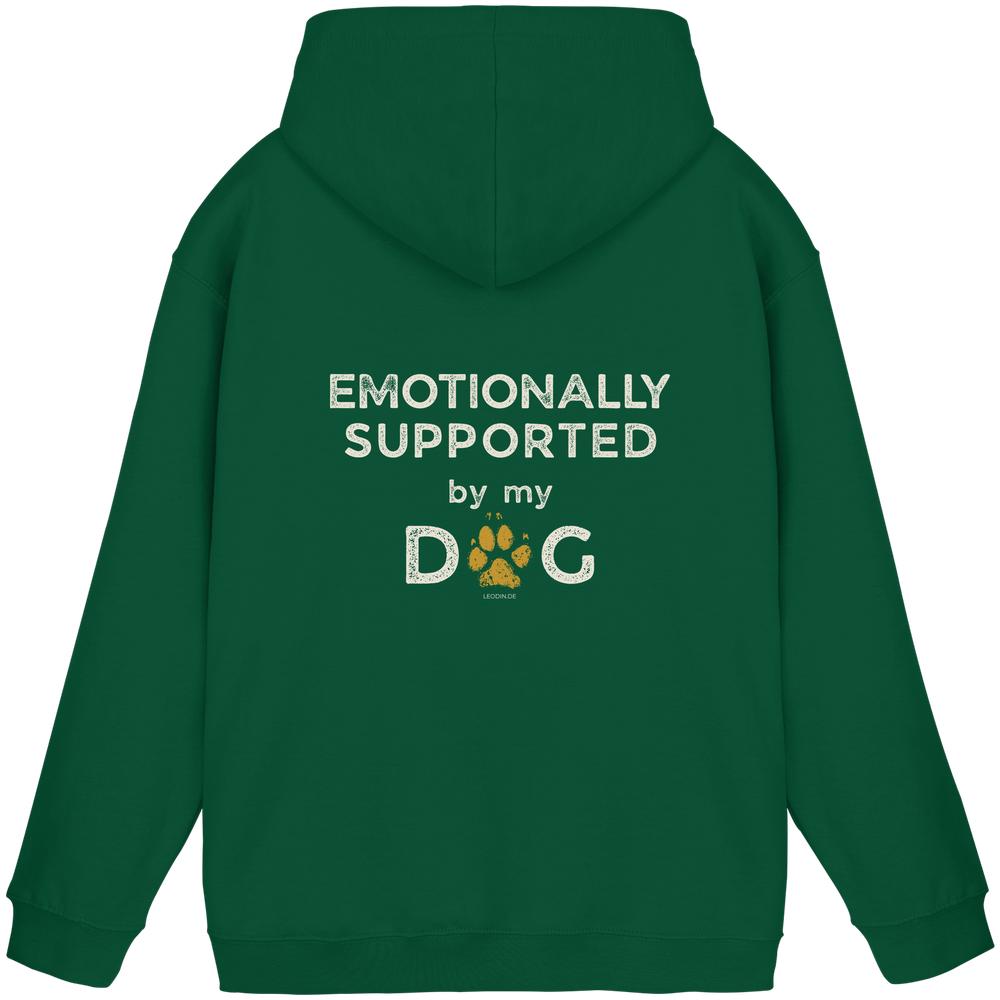 Bottle Green Hoodie mit Emotionally Supported by My Dog Rückenprint