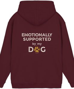 Burgundy Hunde Hoodie mit Emotionally Supported Rückenprint