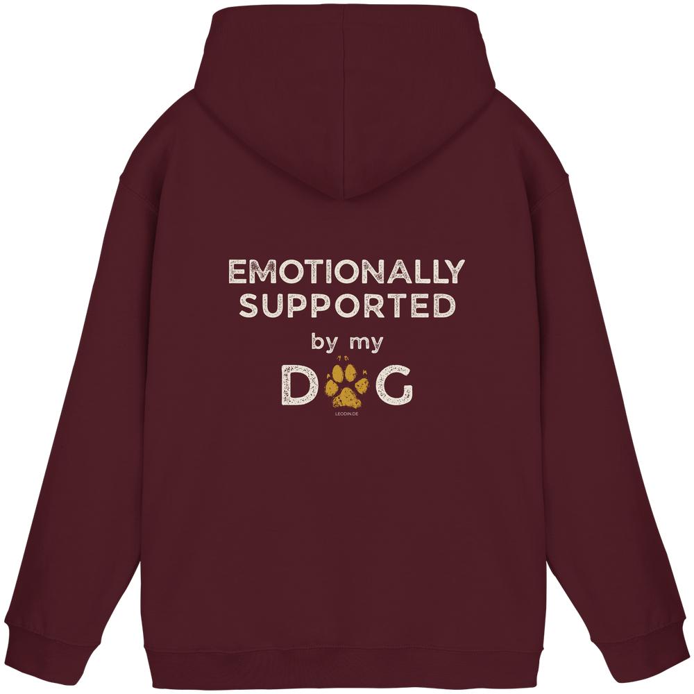 Burgundy Hunde Hoodie mit Emotionally Supported Rückenprint