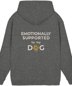 Charcoal Heather Hoodie mit Emotionally Supported by My Dog Print hinten