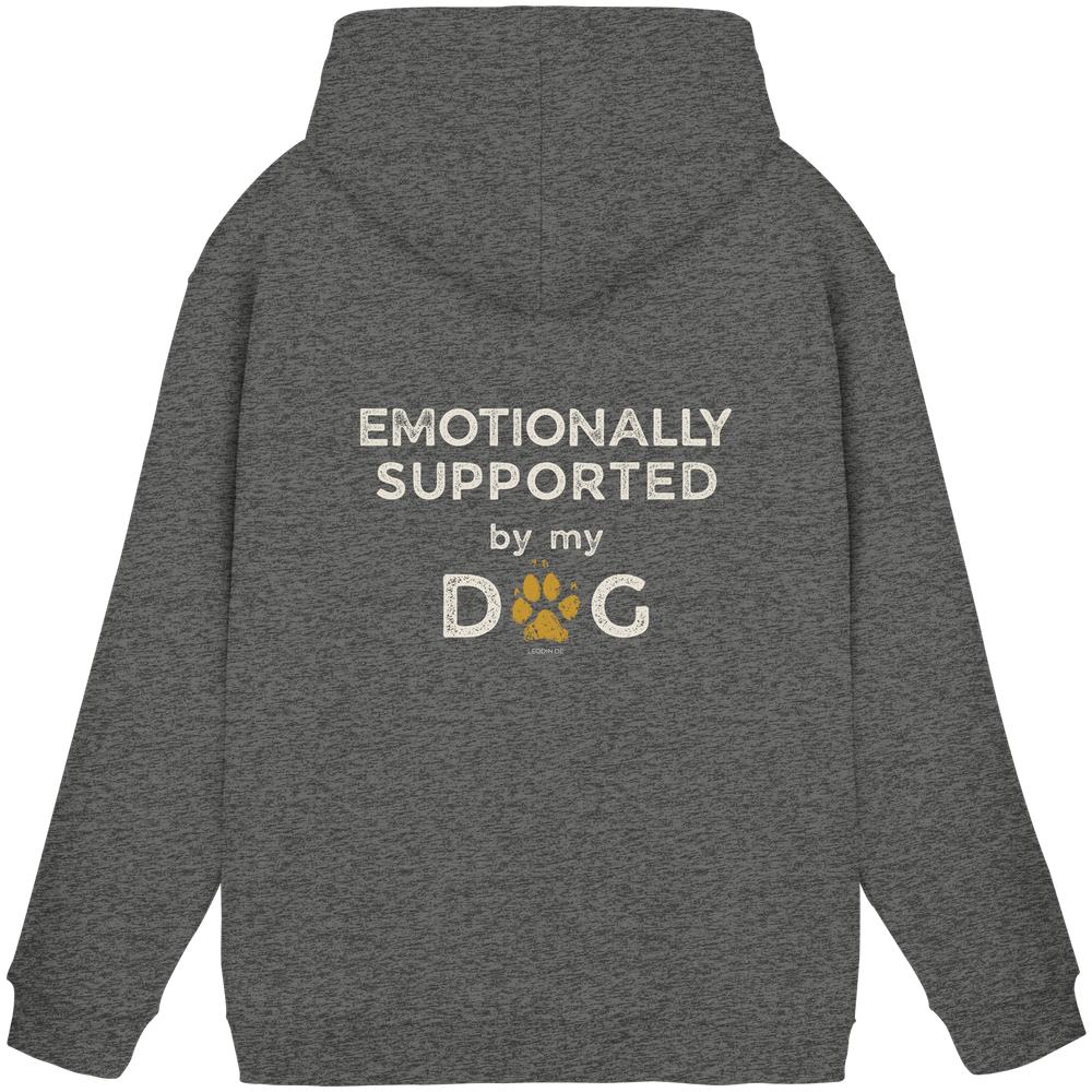 Charcoal Heather Hoodie mit Emotionally Supported by My Dog Print hinten