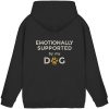 Schwarzer Hunde Hoodie mit Emotionally Supported by My Dog Rückenprint