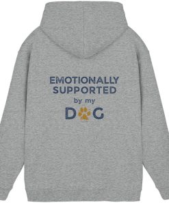 Heather Grey Hoodie mit Emotionally Supported by My Dog Rückenprint