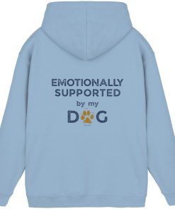 Sky Blue Hunde Hoodie mit Emotionally Supported Rückenprint