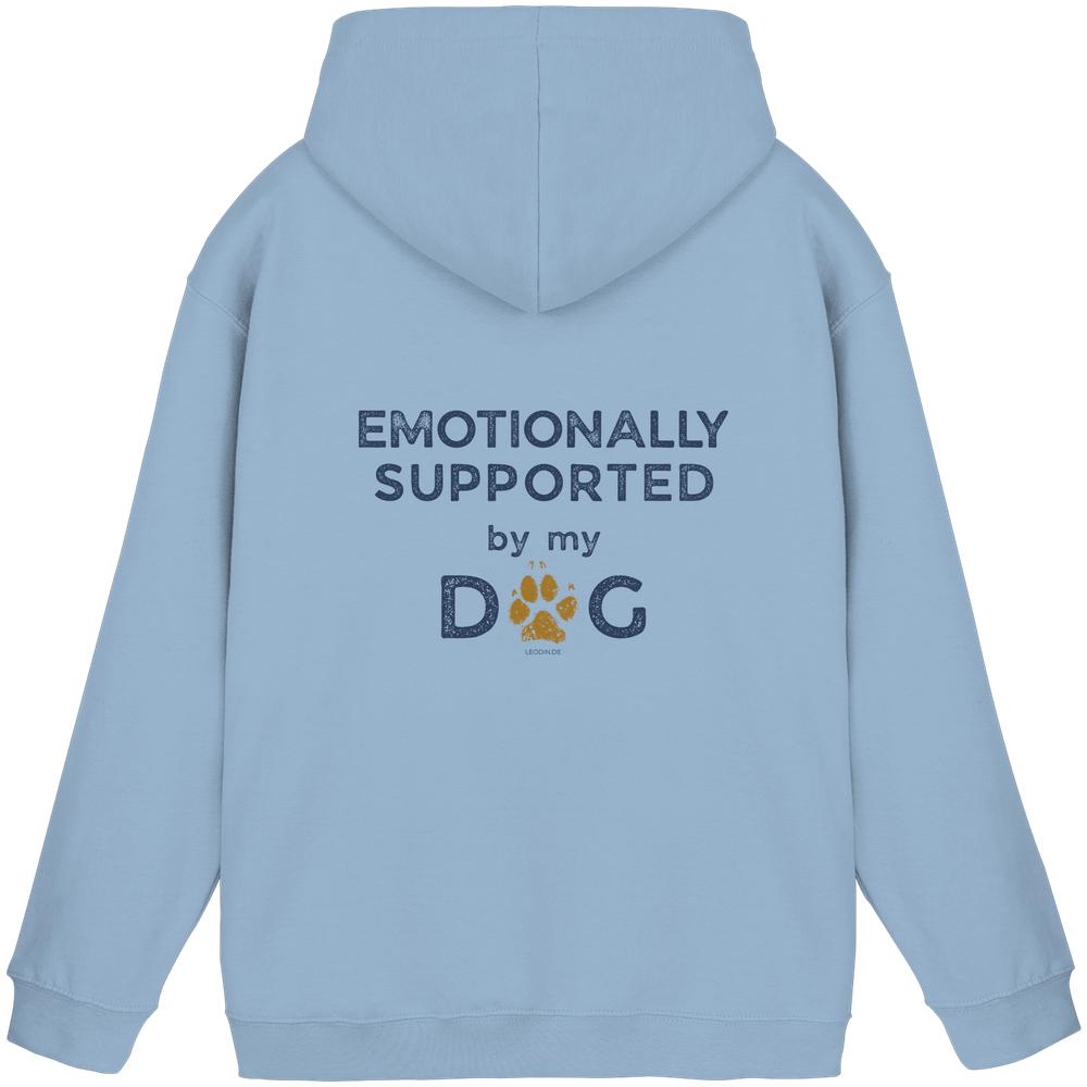 Sky Blue Hunde Hoodie mit Emotionally Supported Rückenprint