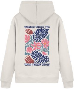 Vintage White Nature Hoodie mit großem floralem Rückenmotiv