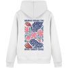 Weißer Nature Hoodie mit großem floralem Rückenprint und Schriftzug