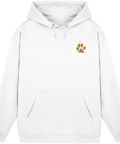 Weißer Hunde Hoodie Unisex mit kleinem Pfotenprint vorne