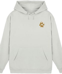 Ash Heather Hunde Hoodie mit kleinem Pfotenprint vorne
