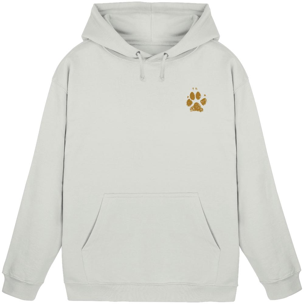Ash Heather Hunde Hoodie mit kleinem Pfotenprint vorne