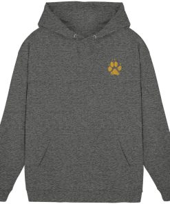 Charcoal Heather Hunde Hoodie mit kleinem Pfotenabdruck vorne