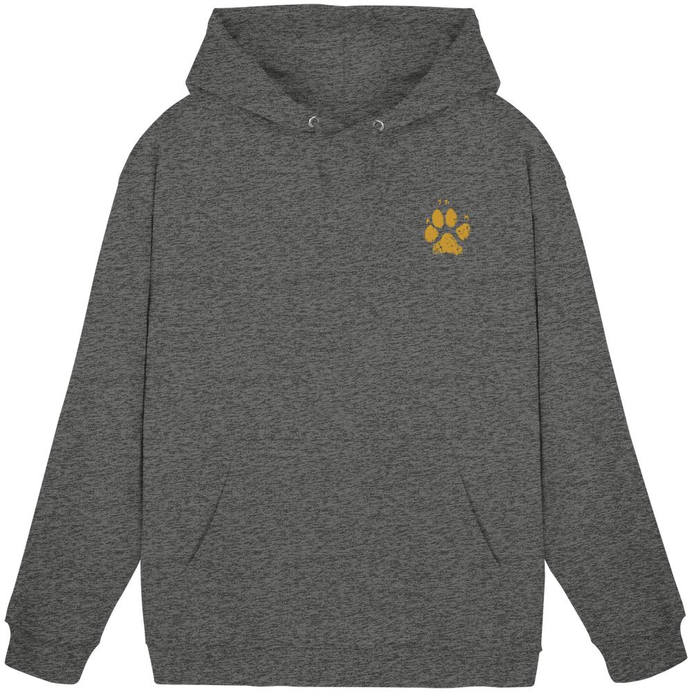 Charcoal Heather Hunde Hoodie mit kleinem Pfotenabdruck vorne